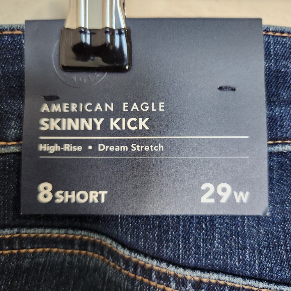 American Eagle Stretch Denim Blue Skinny Kick Bootcut Flare Jeans Size 8 Short - Picture 4 of 8